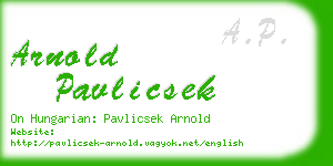 arnold pavlicsek business card